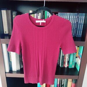 Trina Turk Lila Sweater Short Sleeve Medium Wine Color